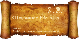 Klinghammer Mónika névjegykártya